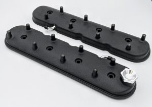 GMC LS Valve Cover - Granatelli Motor Sports - Standard Height with Angled Coil Mount - Black Wrinkle - `96-`22
